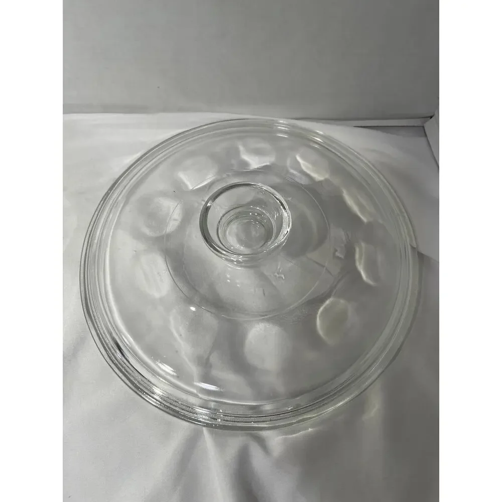 Pyrex Sculptured Ovenware Thumbprint Clear Glass Covered Casserole Vintage